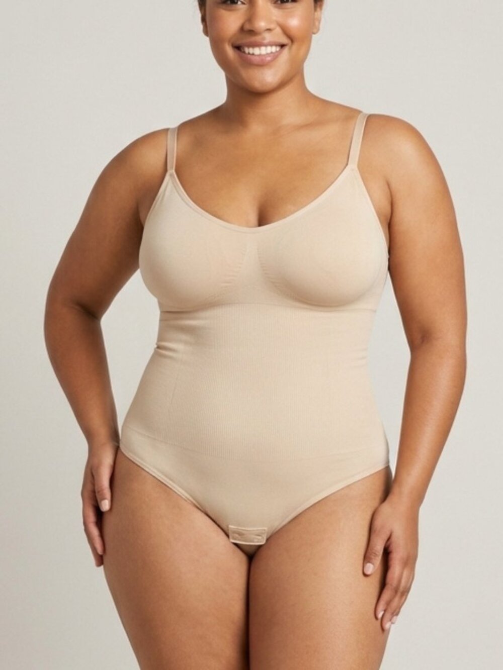 NIP Beige Seamless Shapewear Thong Bodysuit Tummy Control XXL
